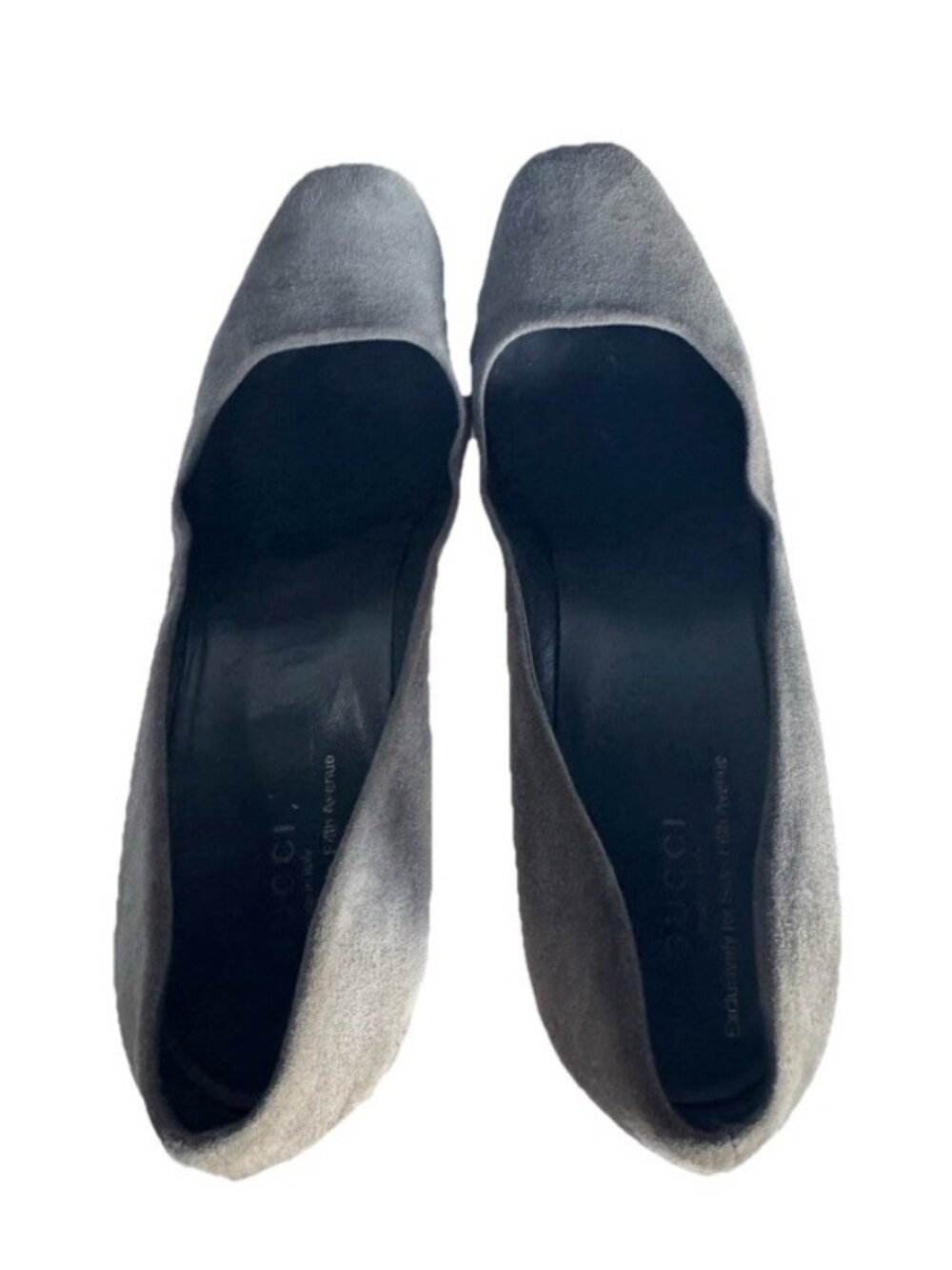 Gucci For Saks 5th Women's Sz 39.5 Gray Suede Square Toe Platform Stiletto Heels - Picture 5 of 13